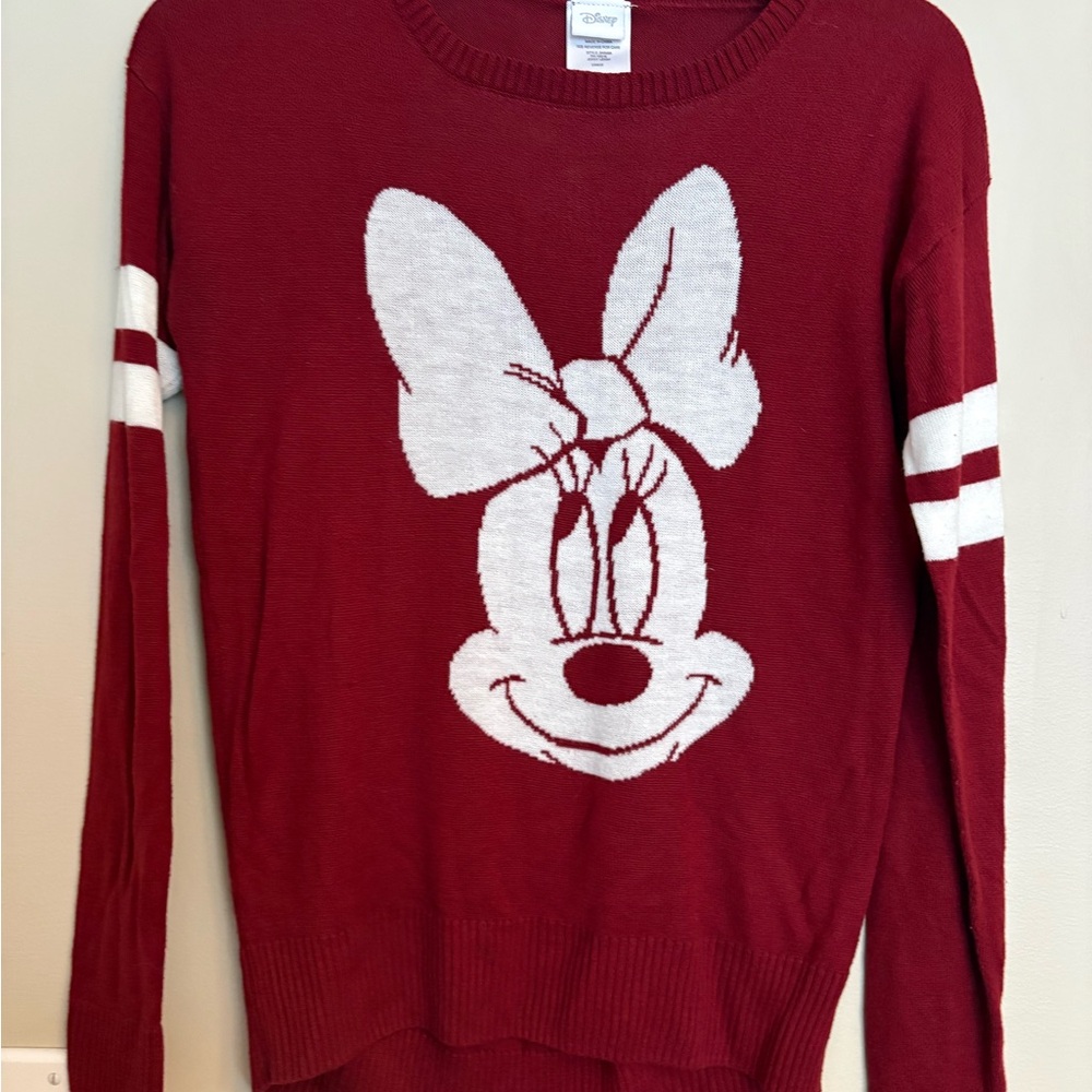Disney Women's Red Sweater with Minnie Mouse Design
